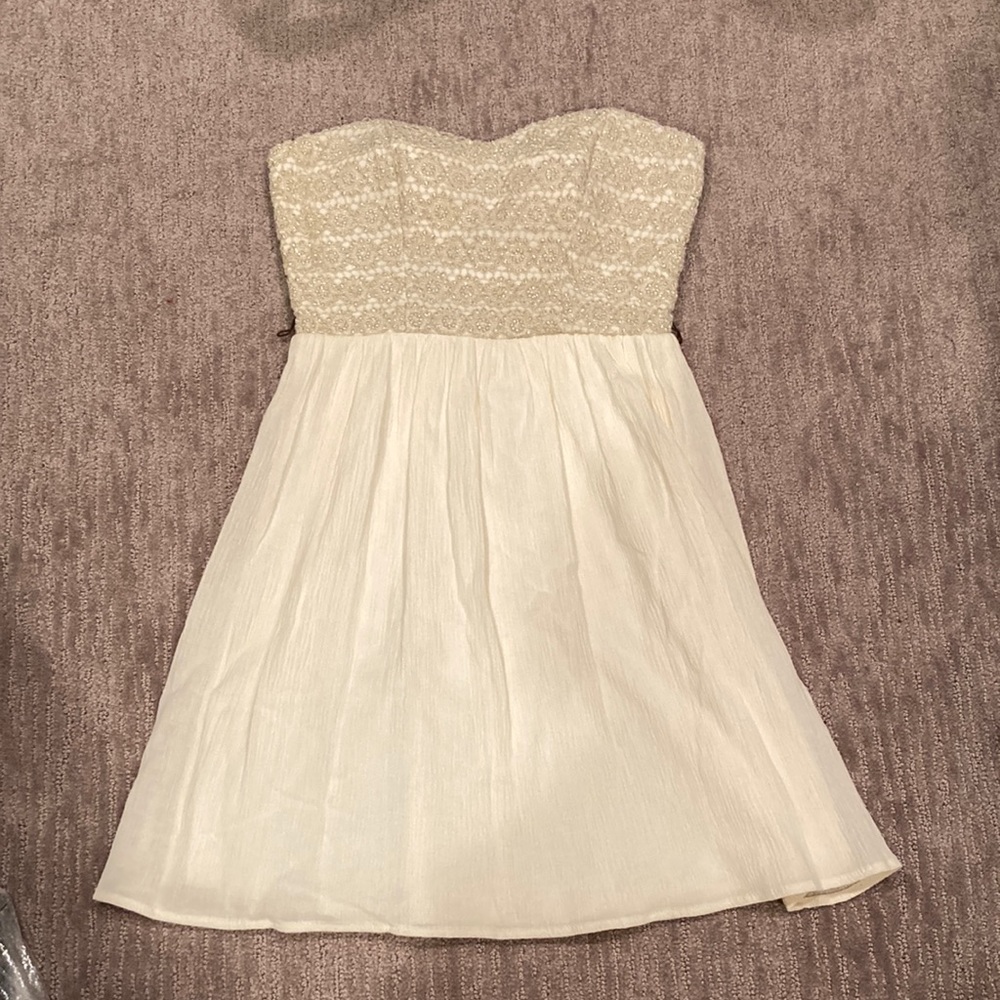 City Studio ivory strapless dress, Sz 1